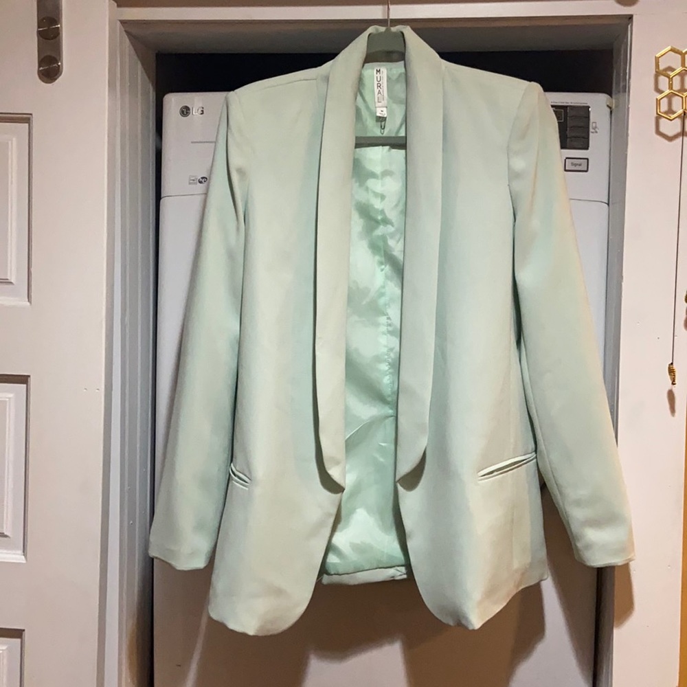 Mint tuxedo collar blazer by MURAL